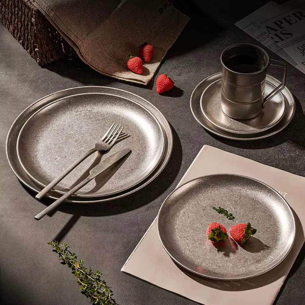 Vaisselle assiette à Steak en acier inoxydable plat occidental classique Durable