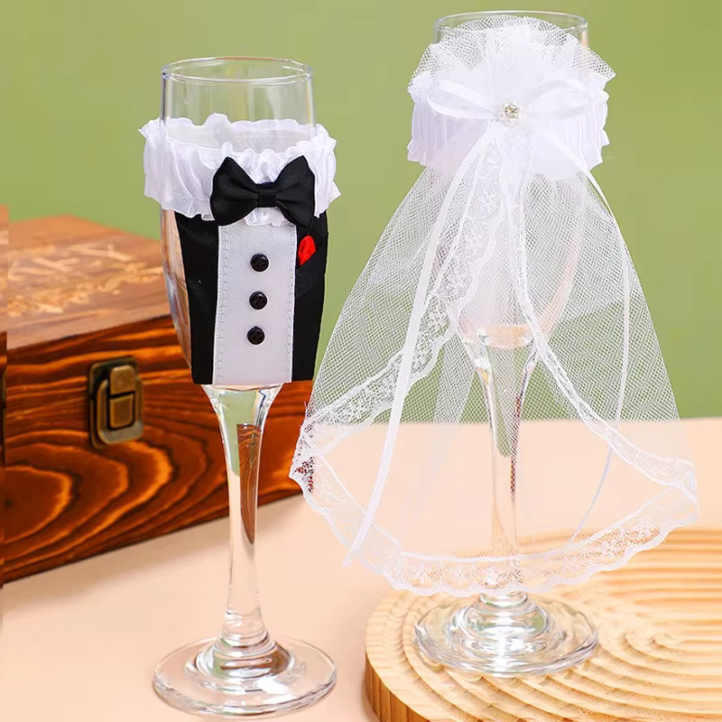 Décorations de verres à champagne pour mariage