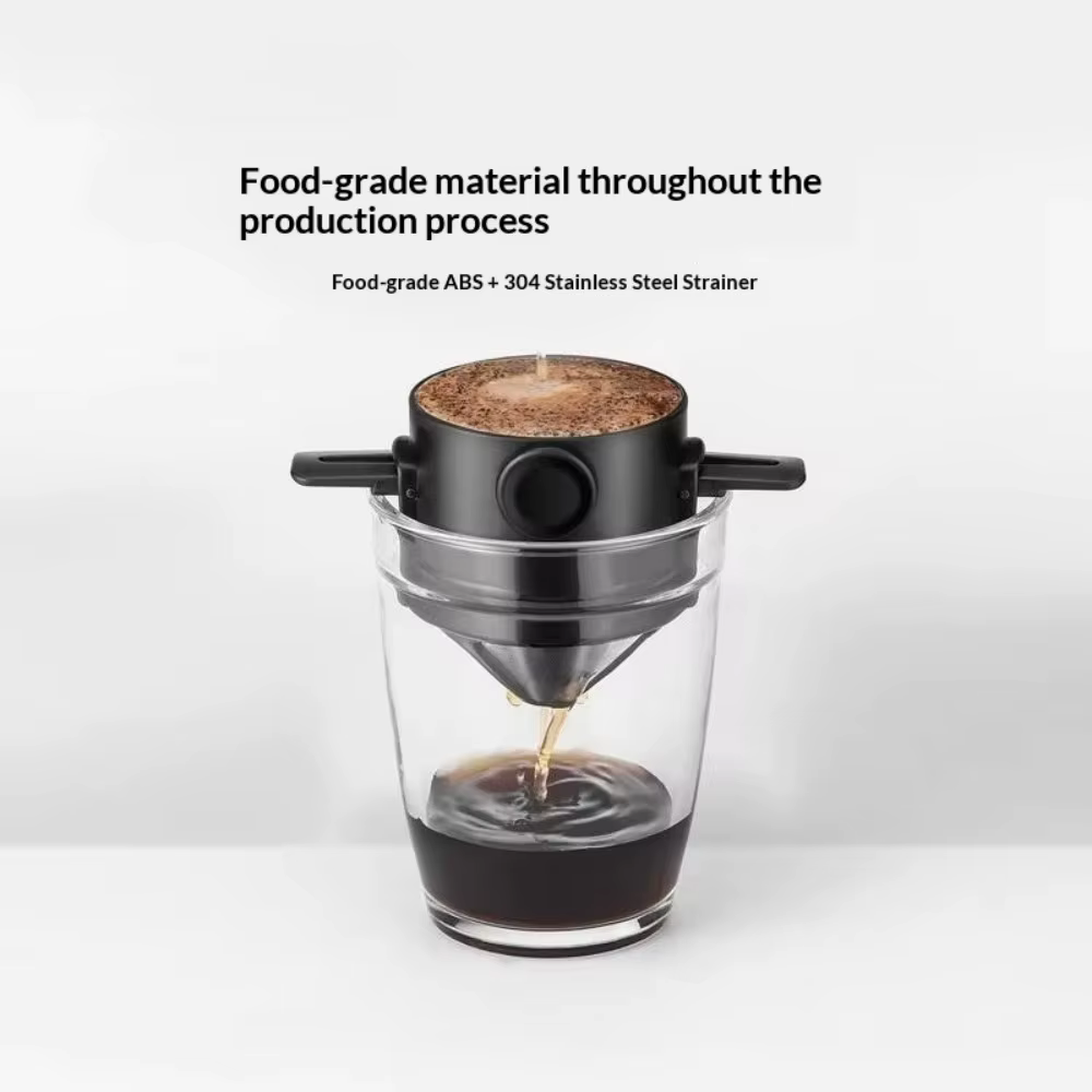 Filtre à café portable pliable réutilisable avec maille double couche pour infusion par déversement sans papier