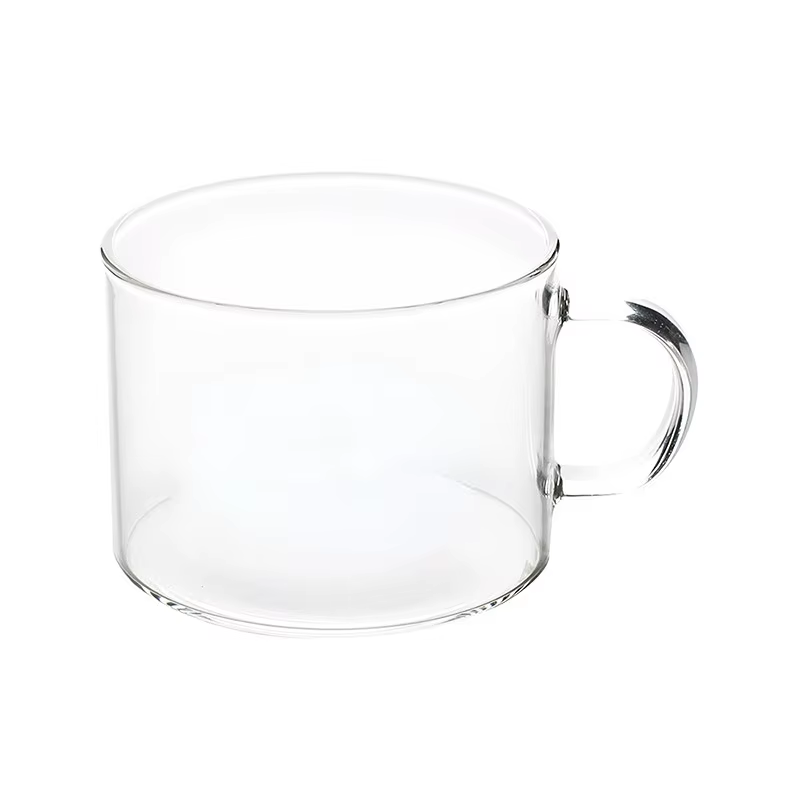 Tasse à café et thé en verre avec lettres transparentes imprimées