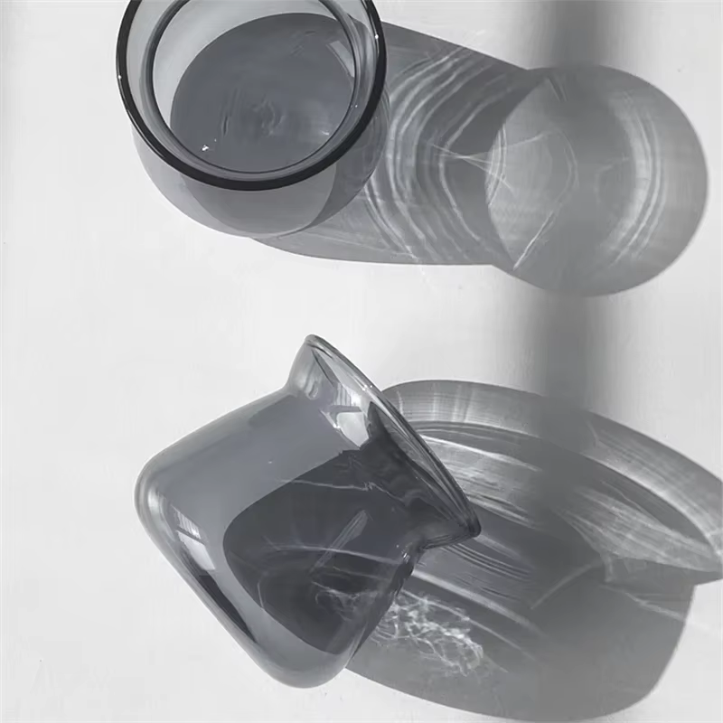 Serveur de café goutte à goutte chaud, cafetière infusée à la main, tasses claires bleu gris, tasse à café en verre à haute teneur en Borosilicate résistante à la chaleur froide