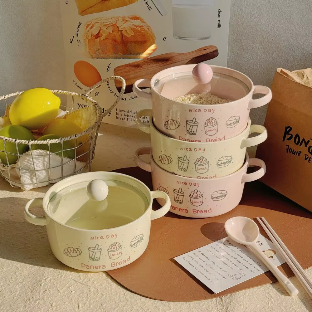 Bol Ramen Boba Kawaii avec cuillère et baguettes