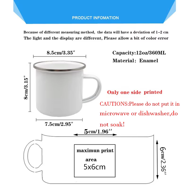Tasses en émail imprimées de fleurs françaises