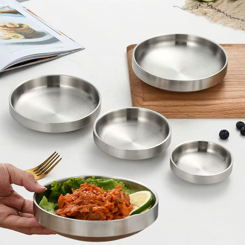 Assiette plate en acier inoxydable 201/304