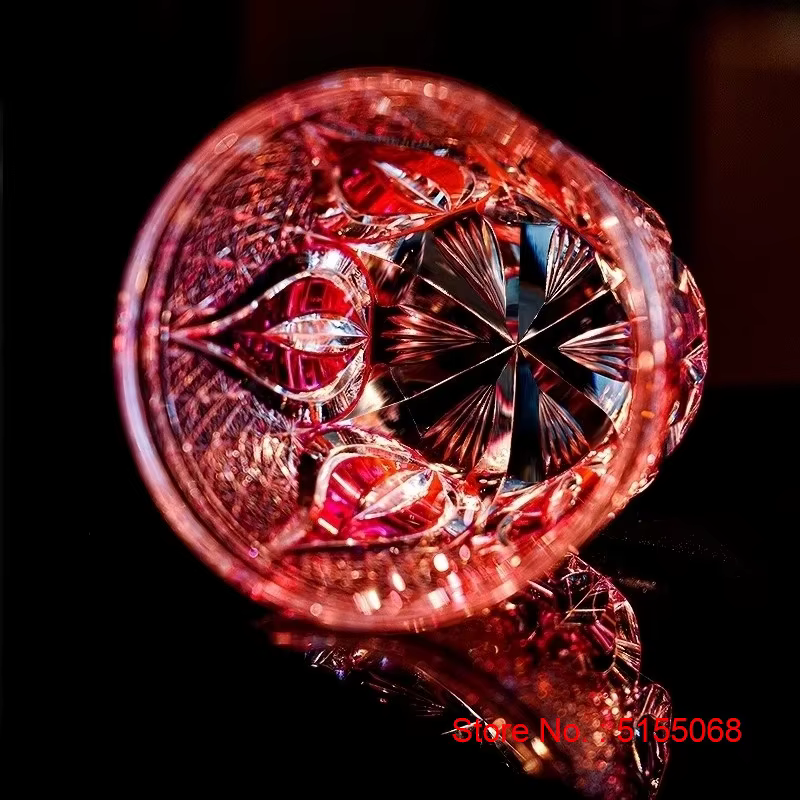 Verre à vin en cristal rose haut de gamme Edo Kiriko