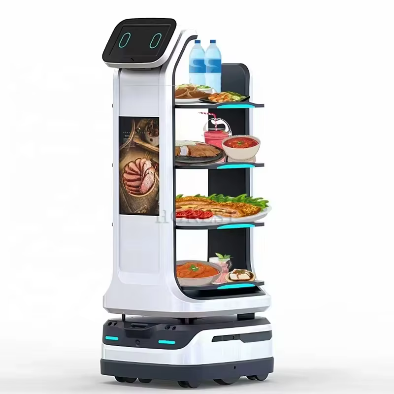 Robot de livraison de nourriture intelligent avec navigation automatique anti-obstacles, robot serveur pour la restauration, les hôtels et les cantines