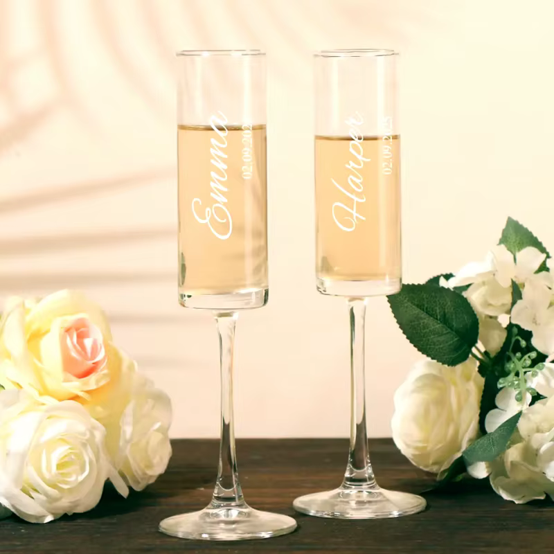 Ensemble de 2 verres de mariage personnalisés