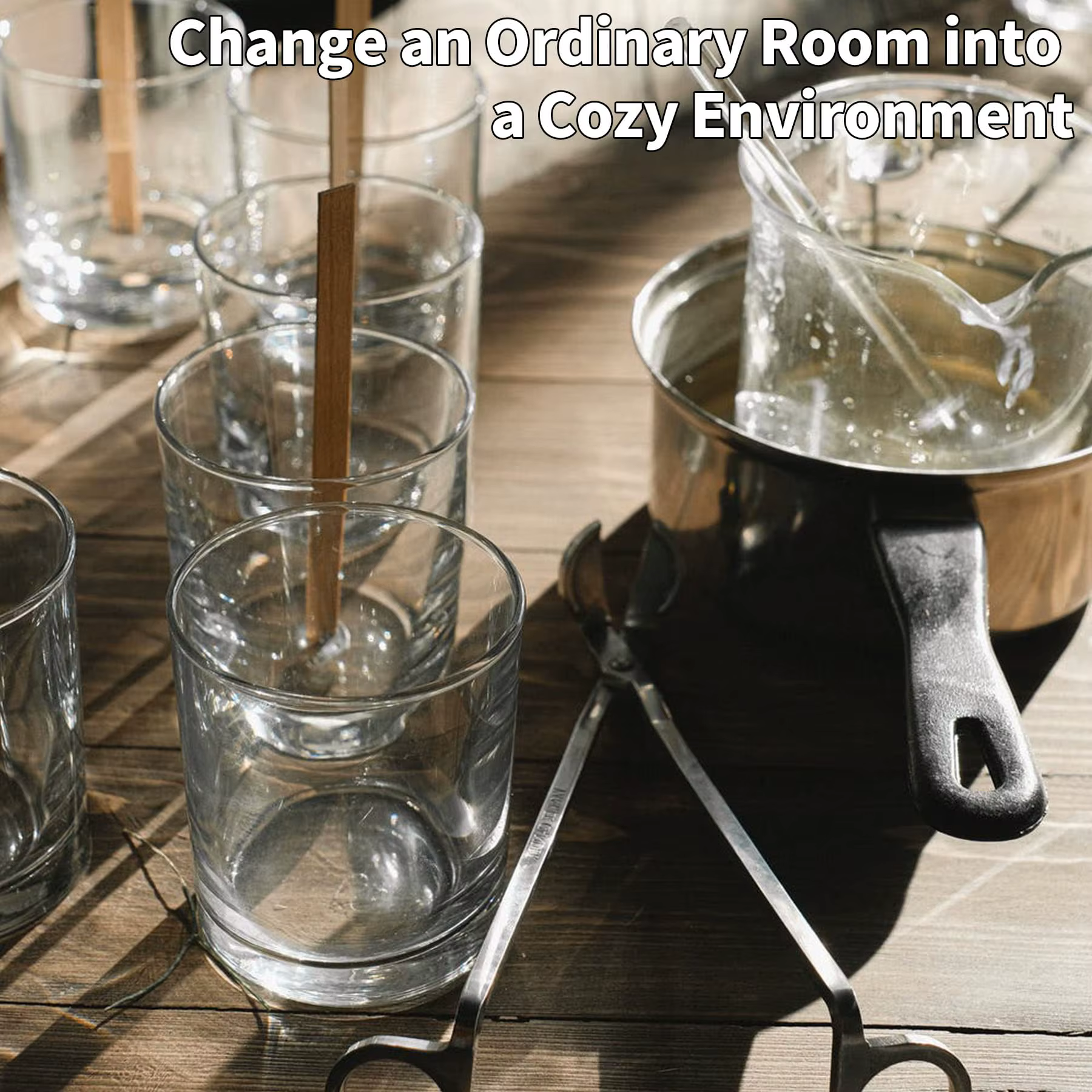 Bocaux à bougies en verre ambré conviviale ré avec couvercle en bambou