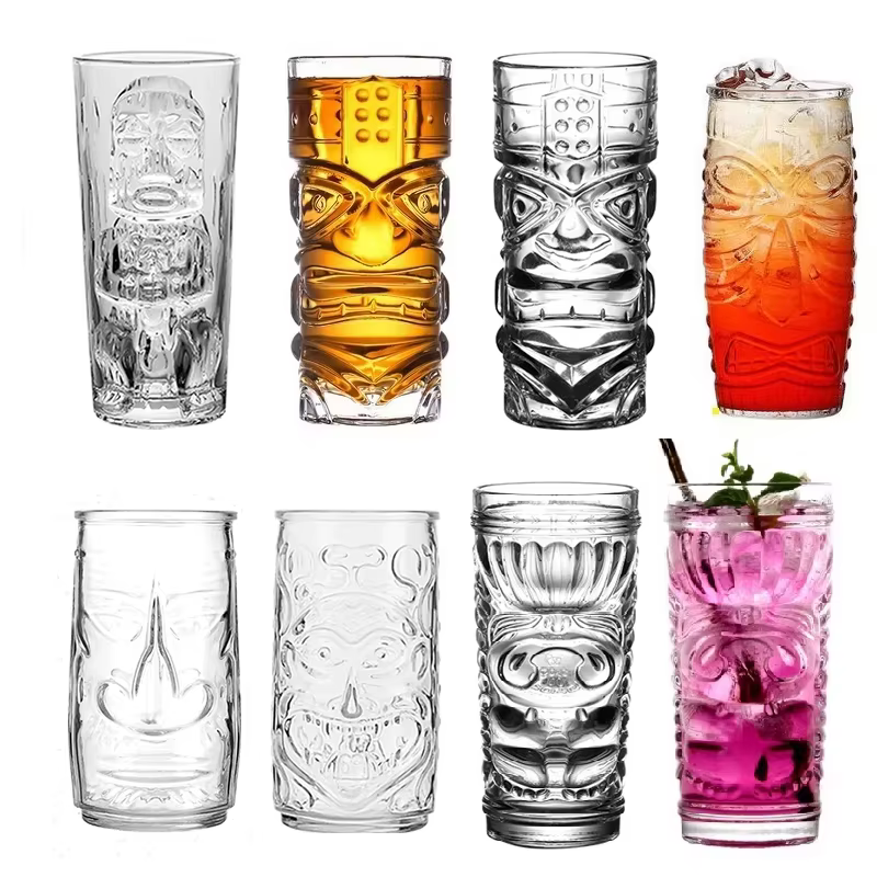 Tasse Tiki en verre Bar moderne Tiki refroidisseur gobelets transparents