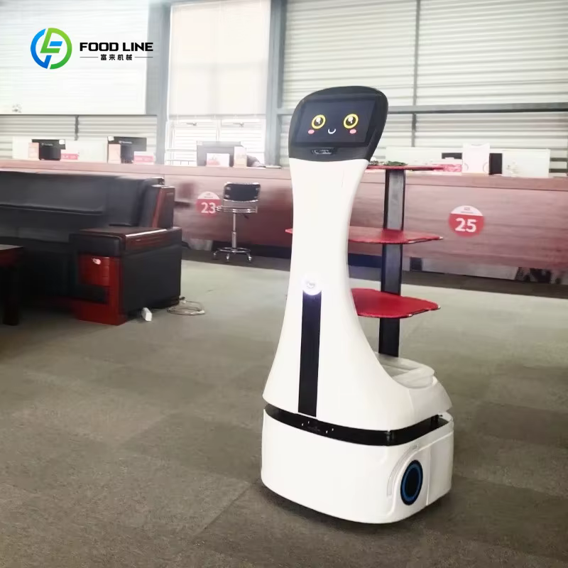 Robot de livraison de services IA 4G 5G Wi-Fi Bluetooth Connecté IP54 Charge 30kg Recharge Automatique Machine de Guidage pour Réception d'Hôtel Personnalisable