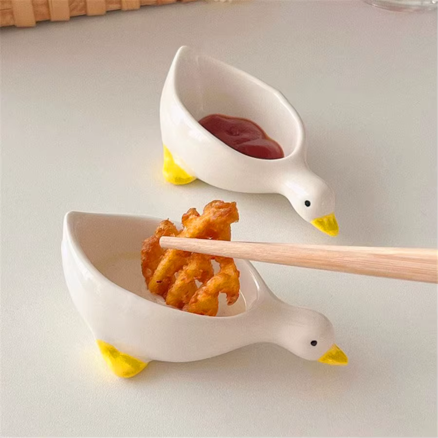 Plat d'assaisonnement de canard en céramique 2 pièces