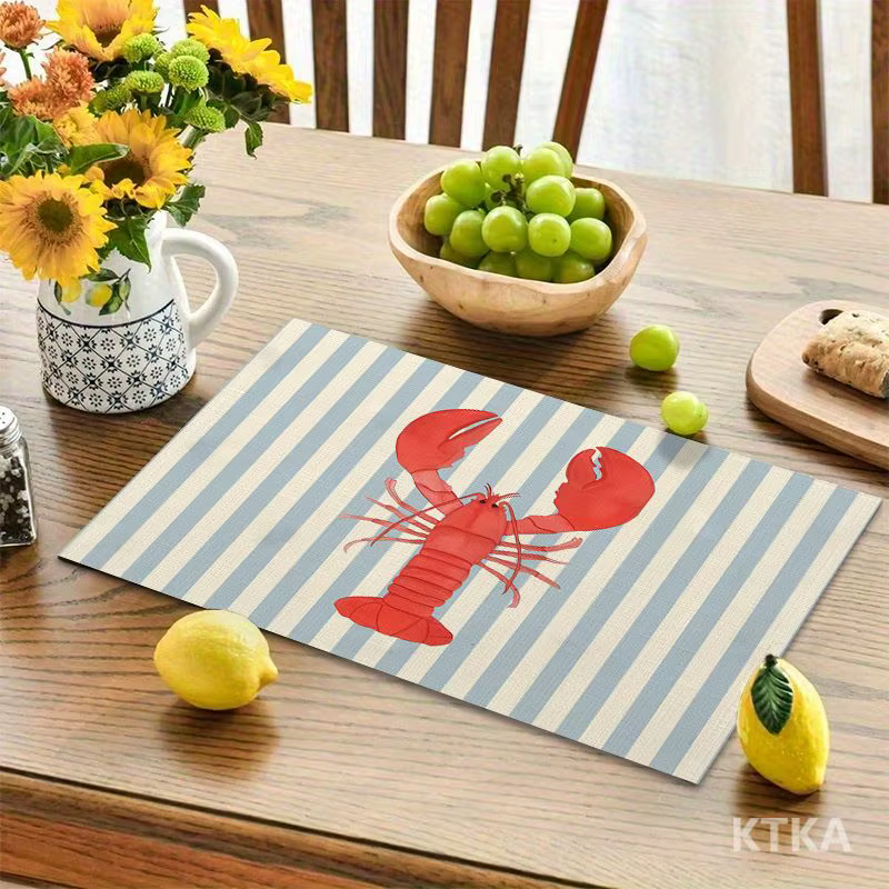 4 pièces, sets de table à rayures bleues et blanches