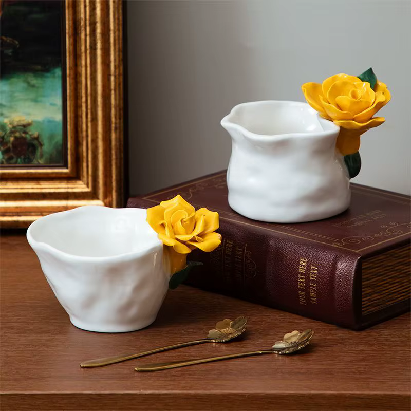 Tasse à café en céramique Rose faite à la main