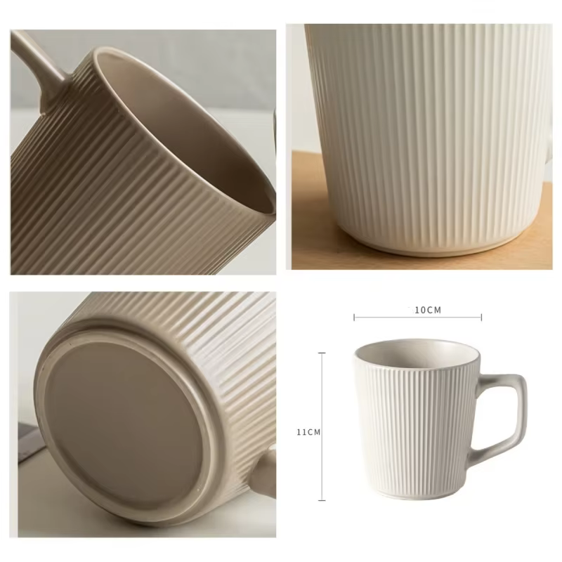 Tasse à café rayée de style vintage avec poignée