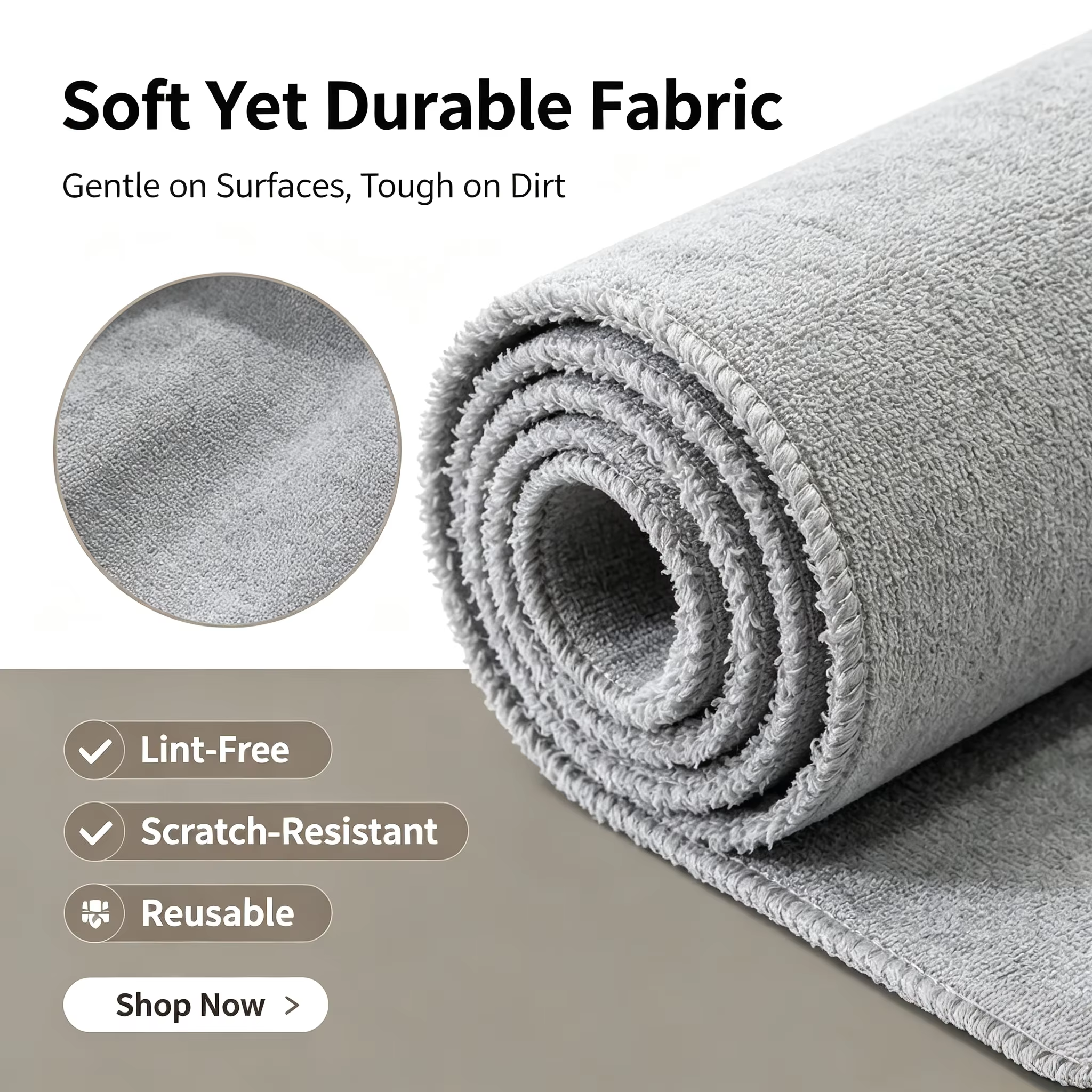 20 feuilles/rouleau de torchons en microfibre – Chiffon de cuisine multifonctionnel double face