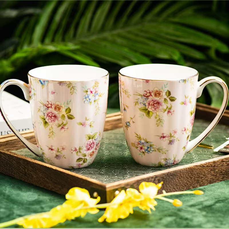 Tasse en céramique créative pour Couple, Vintage, fleur, petit déjeuner à la maison, tasse à lait, bureau, thé de l'après-midi, café, tasse d'eau, verres pour la maison