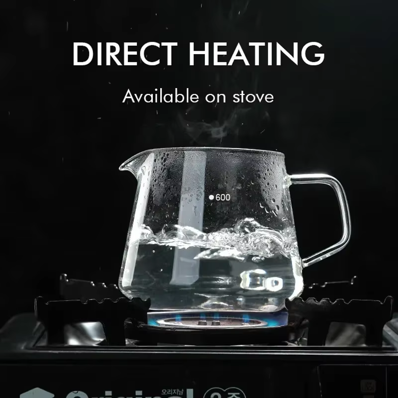 Serveur à café en verre avec échelle de points