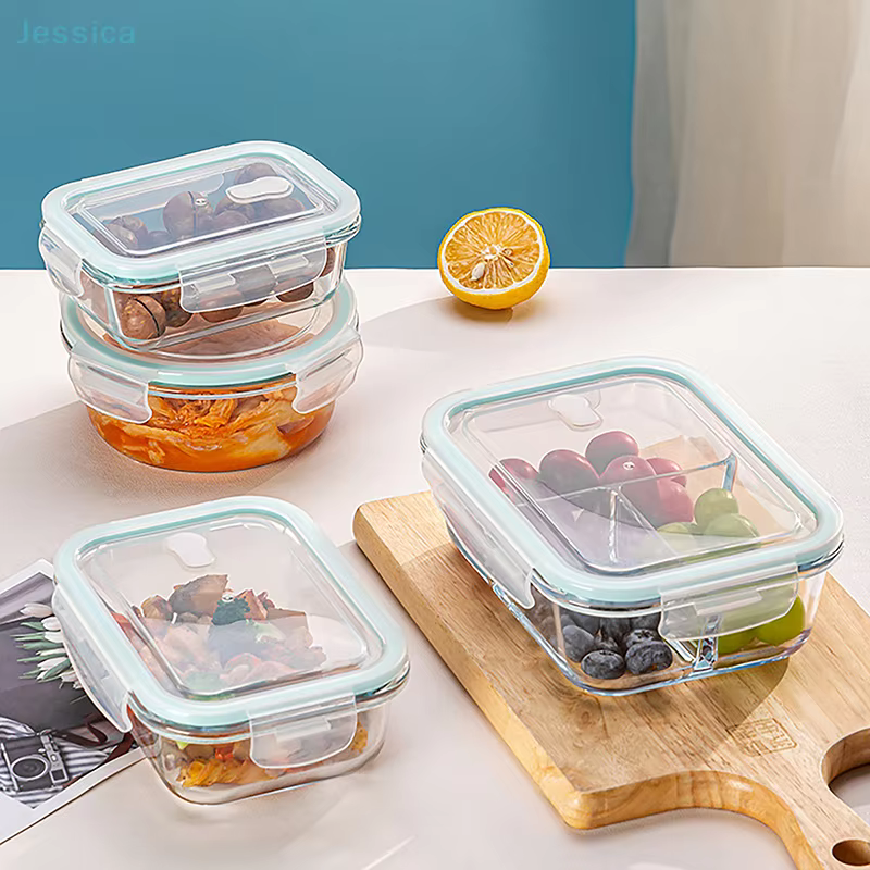 ♥ Boîte à Bento en verre borosilicate élevé avec couvercles