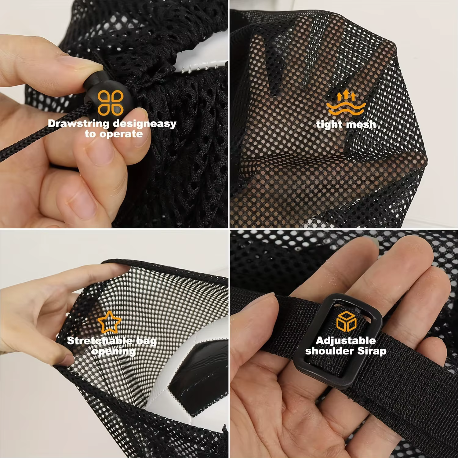 Sac à dos respirant en maille ultra-dense avec cordon de serrage pour le sport, idéal pour le basketball, le football, le volley-ball et le rangement