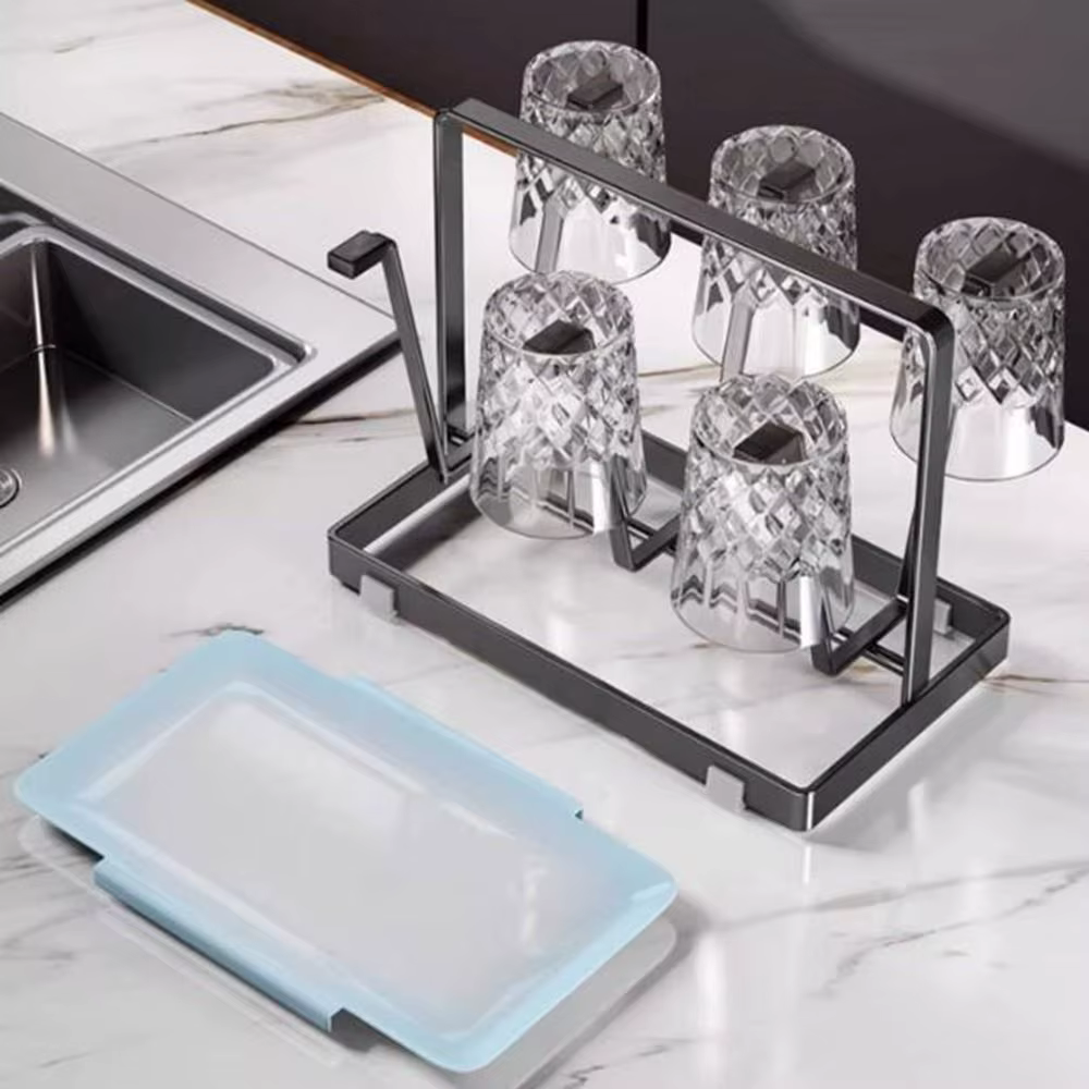 Fond antidérapant 6 tasses en verre support