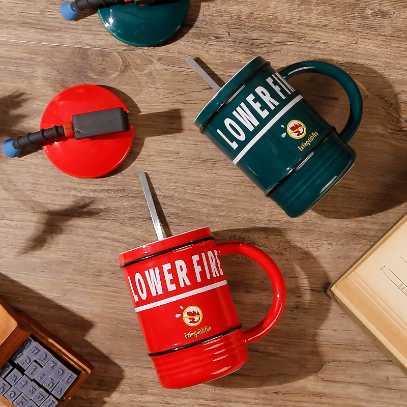 Mug à café créatif en céramique avec couvercle