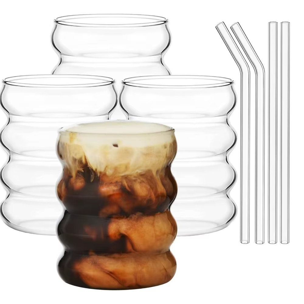 Ensemble de verres à bulles ondulées