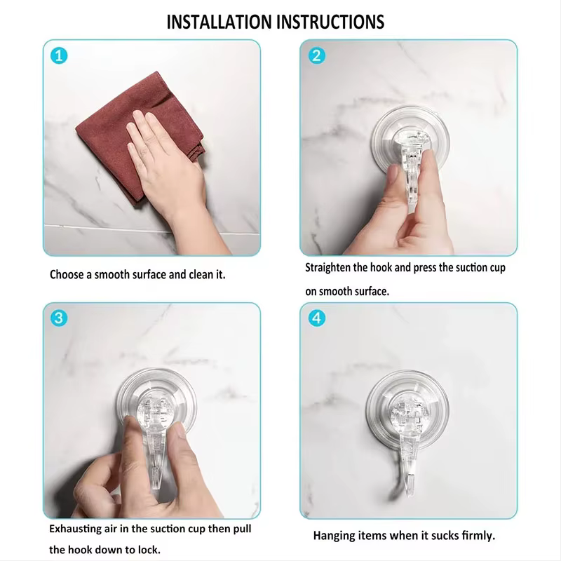 Crochets à ventouse transparents et réutilisables, 10 pièces, crochets à ventouse sous vide robustes, crochets de cuisine et de salle de bains en verre pour serviettes
