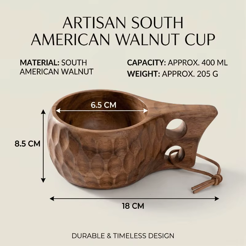 Mug en bois d'acacia naturel Kuksa 200ml & 400ml