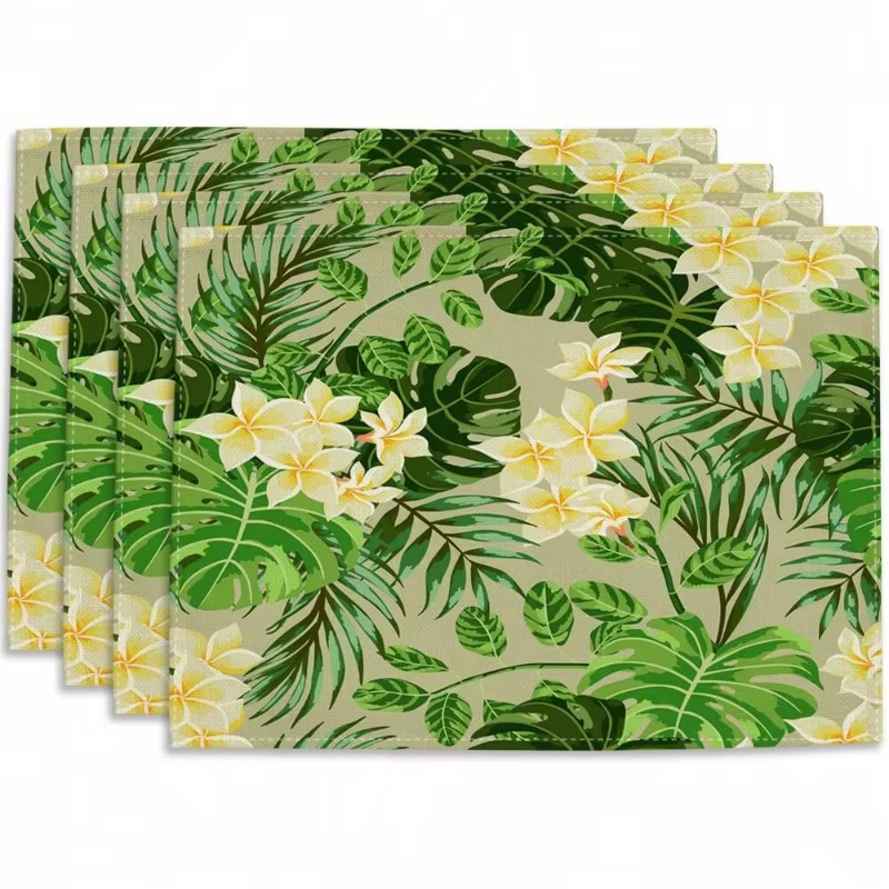 Sets de Table Imprimés de Feuilles Vertes Tropicales