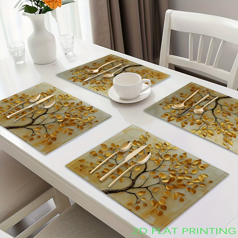 Sets de table imprimés feuilles d'or
