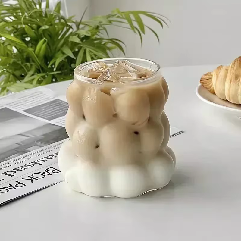 Tasse en verre Transparent irrégulière résistant à la chaleur