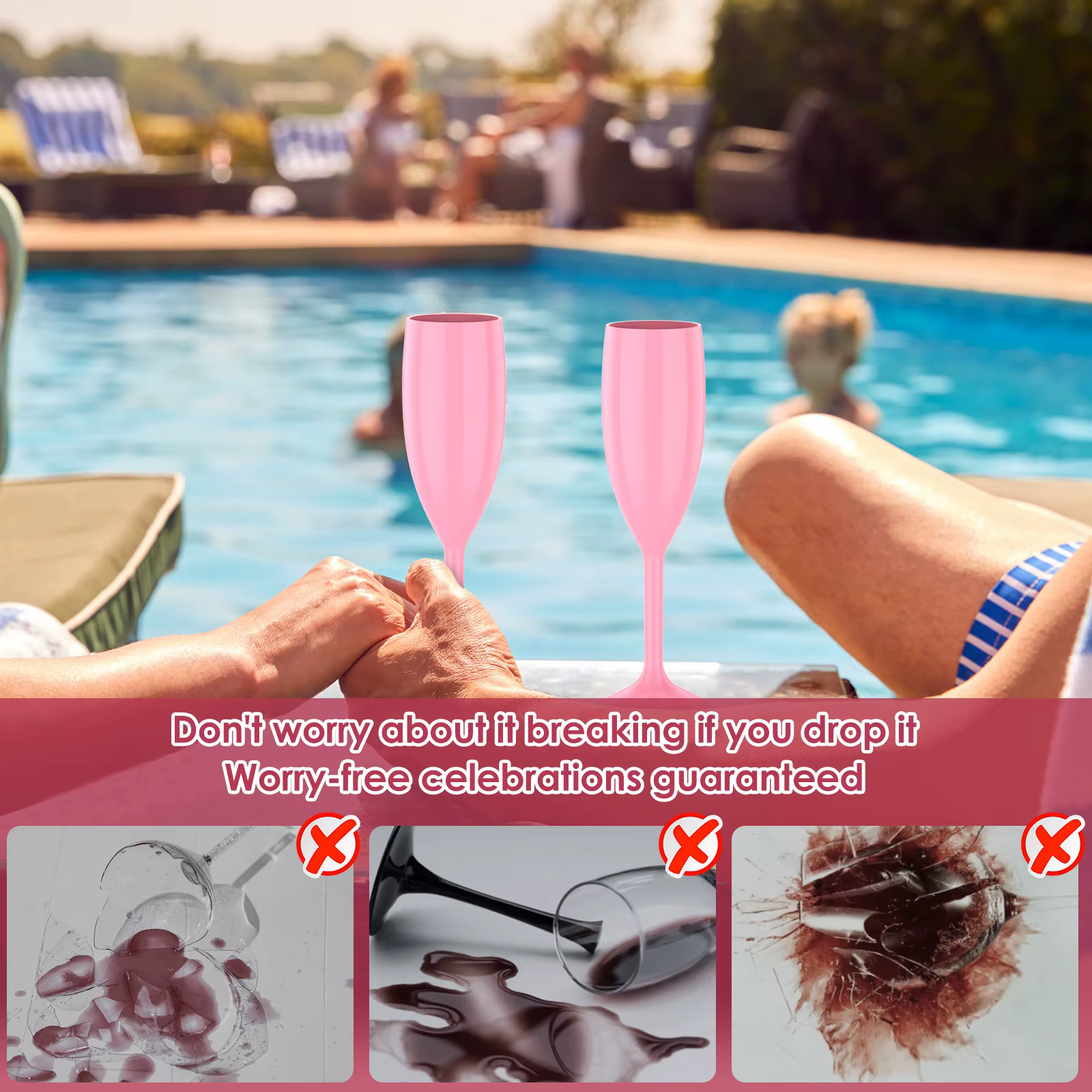 12 pièces flûtes à Champagne verre rose élégant