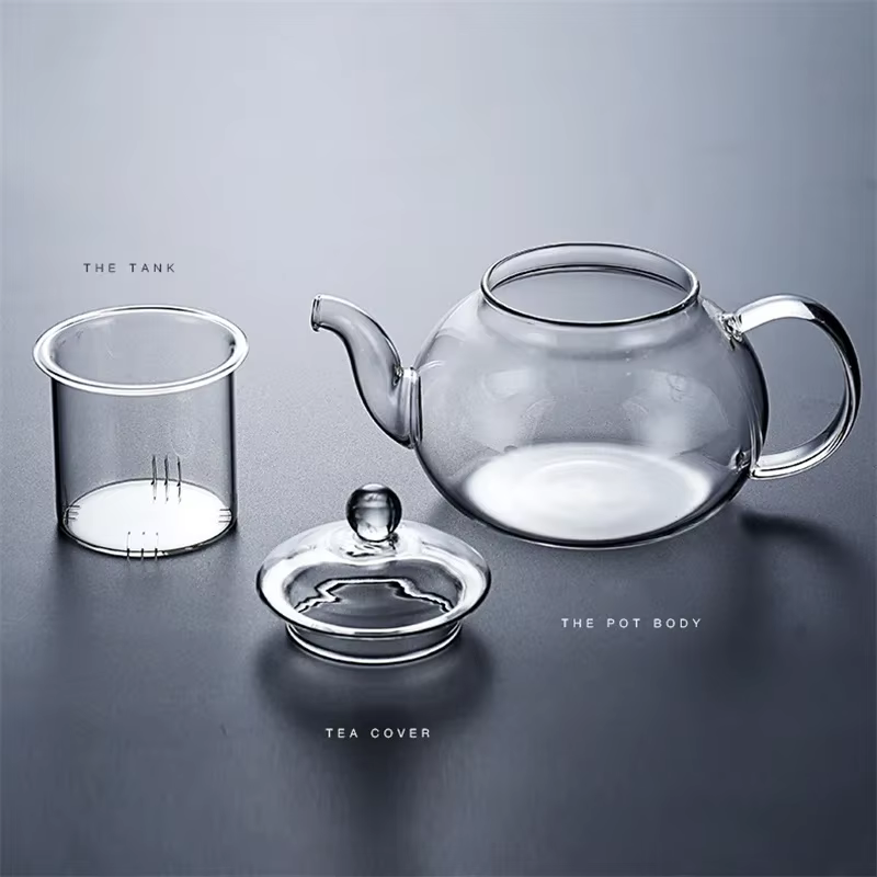 Théière en verre épais filtrée et résistante à la chaleur