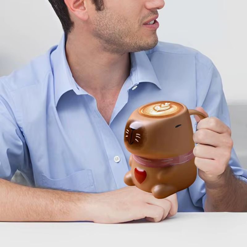 Capybara-Tasse à café en céramique avec motif de cœur