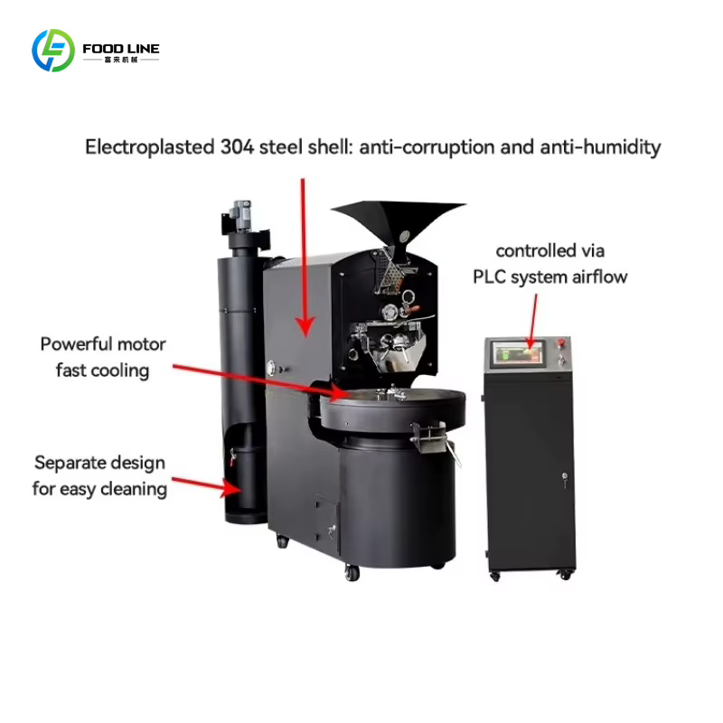 Torréfacteur à café personnalisé de 6 kg, 12 kg, 30 kg, machine à torréfier les grains de café commerciale