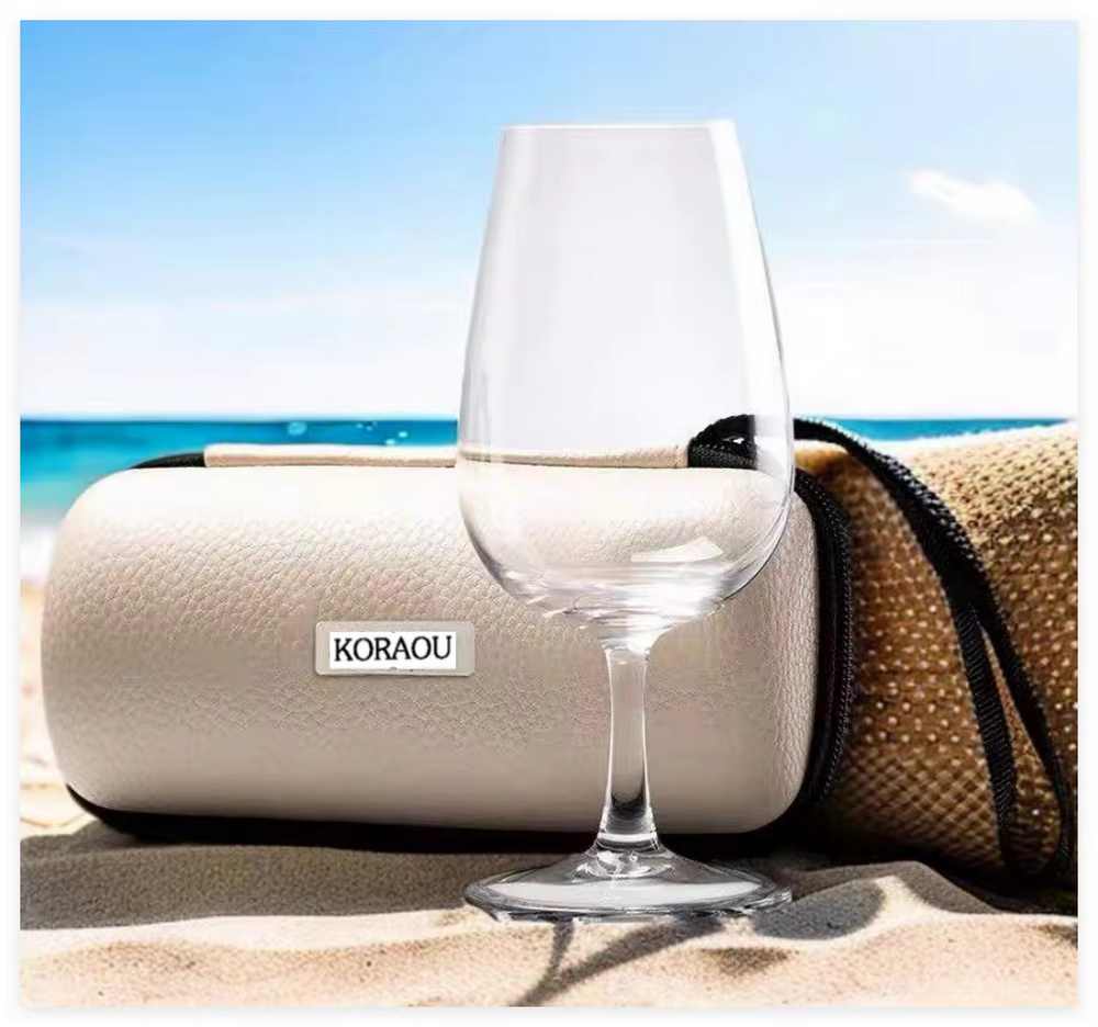 Tasses en cristal pour camping, randonnée, lunettes de voyage avec sac