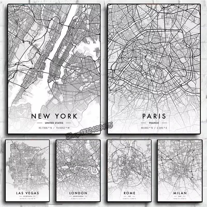 Carte de la ville Paris New York