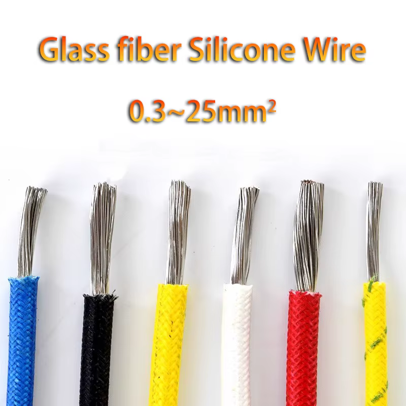 Résistant à la chaleur 300 ° Fil et câble en silicone tressé en fibre de verre haute température C 0,3/0,35/0,5/0,75/1/1,5/2/2,5/4/6~25 mm²