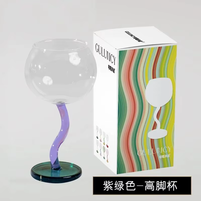 300ml 10oz 1 PC nouveau créatif coloré rond verres à vin tasse avec tige torsadée verre gobelet