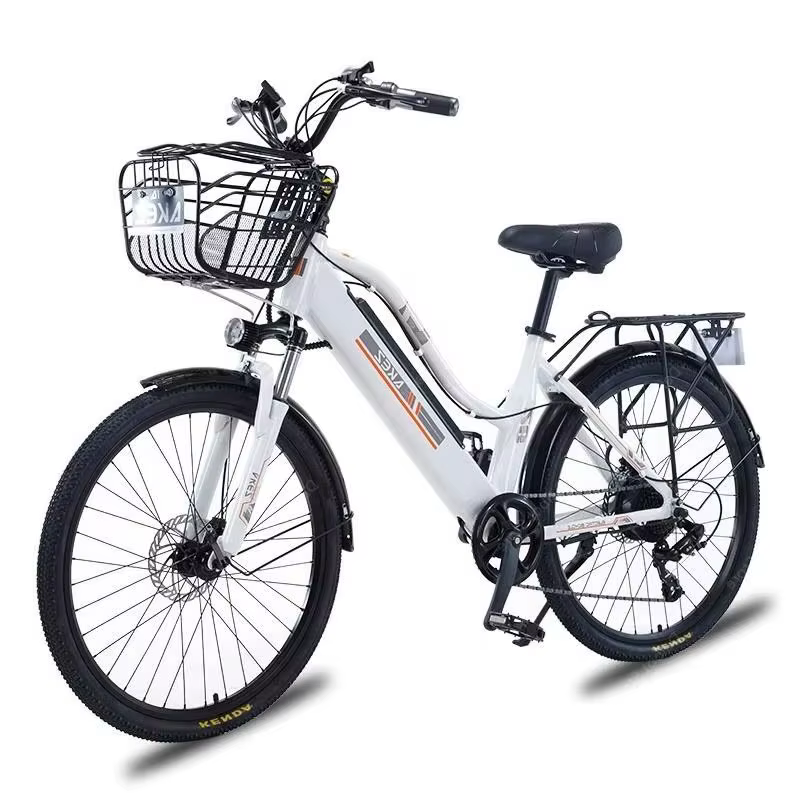 Vélo électrique adulte 2 places 26 pouces 350W 36V vélo de ville électrique à 2 roues avec panier/amortisseur 35 km/h batterie amovible