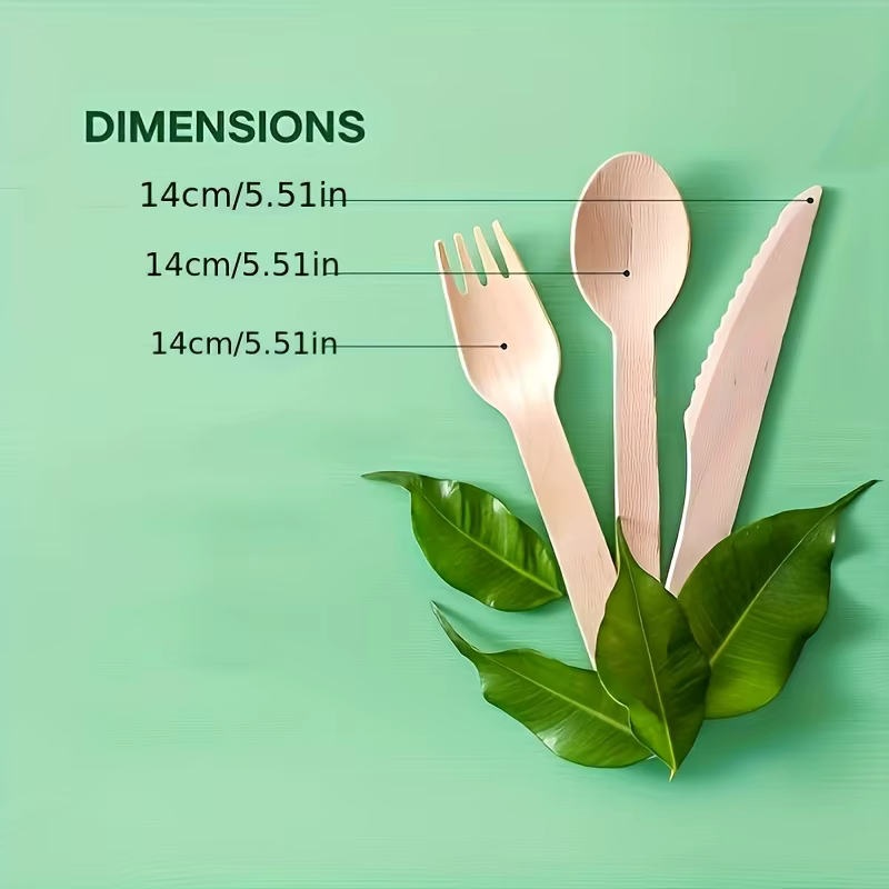 Un ensemble de couverts en bois de qualité supérieure – 100/200 ustensiles jetables (50/100 fourchettes