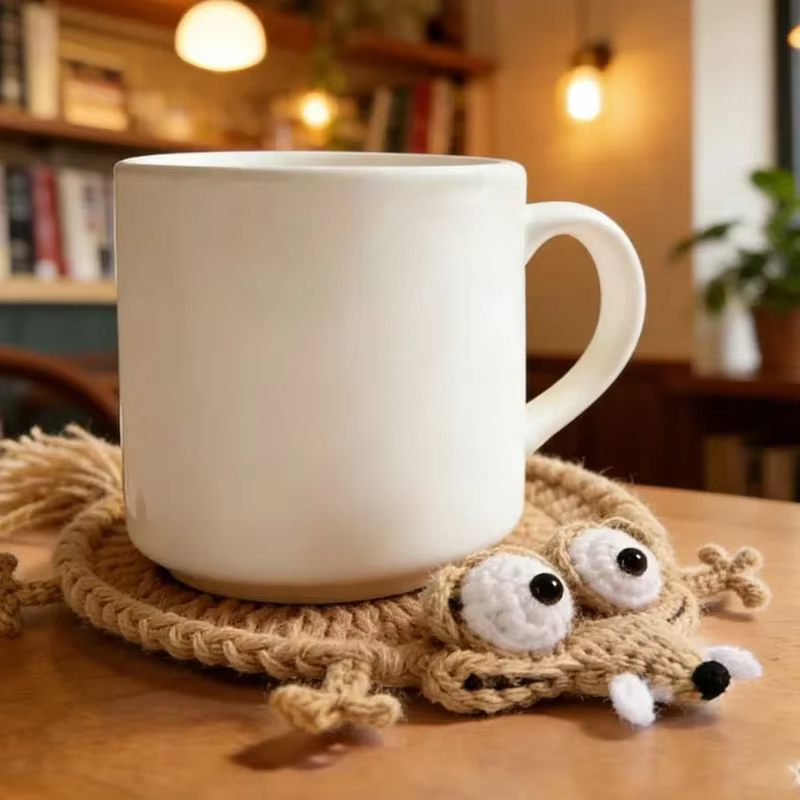 Sous-verre en crochet fait main en forme d'écureuil