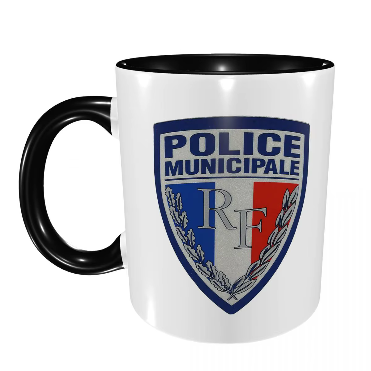 Tasse à café en céramique amusante avec insignes de la police municipale française