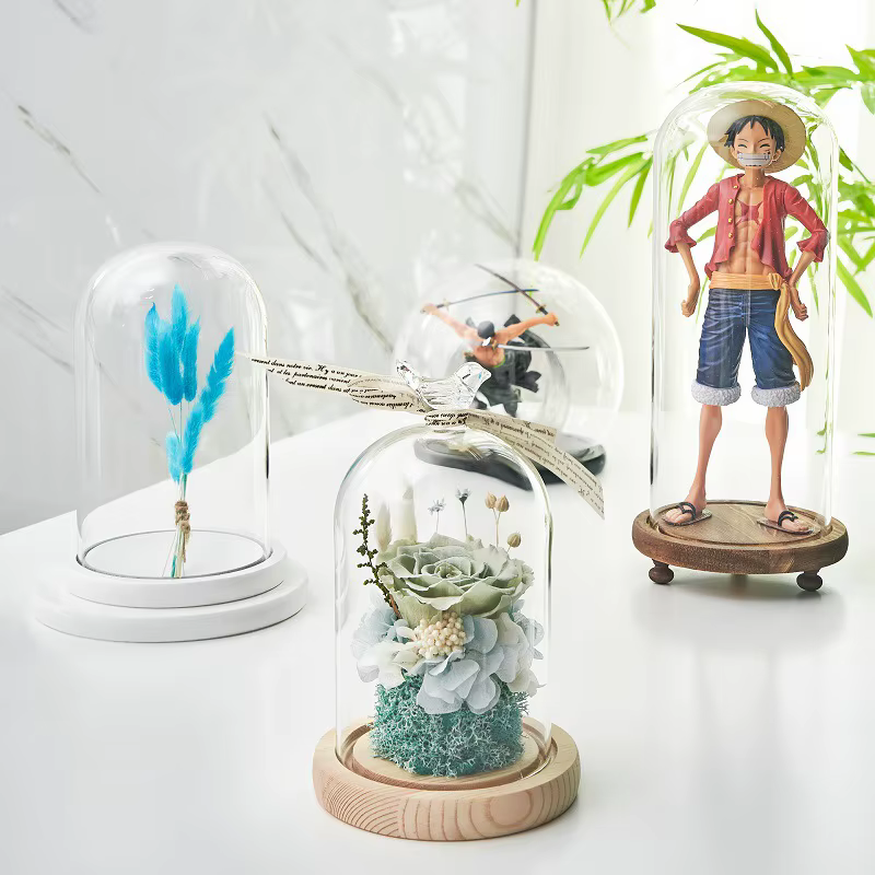 Boîte de présentation en verre avec couvercle en verre à fleurs