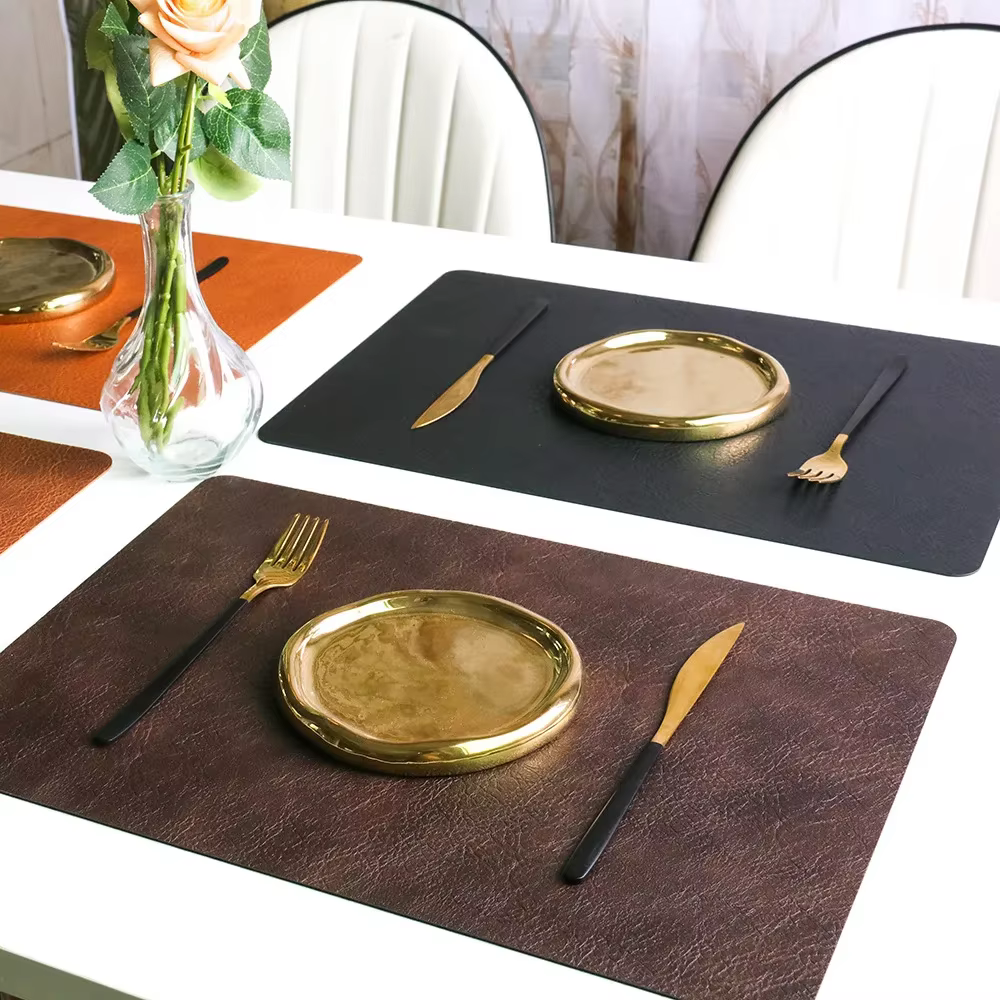 Napperons en cuir PVC avec Texture peau de vache