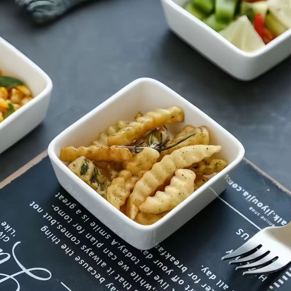Plateau carré blanc en céramique