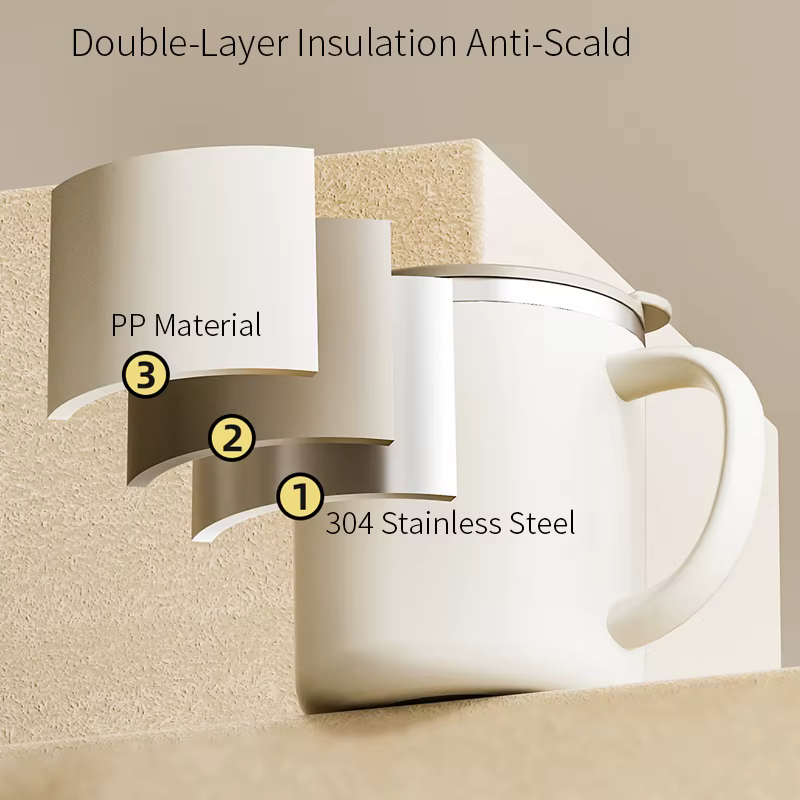 Mug à café isotherme double paroi 400 ml avec couvercle