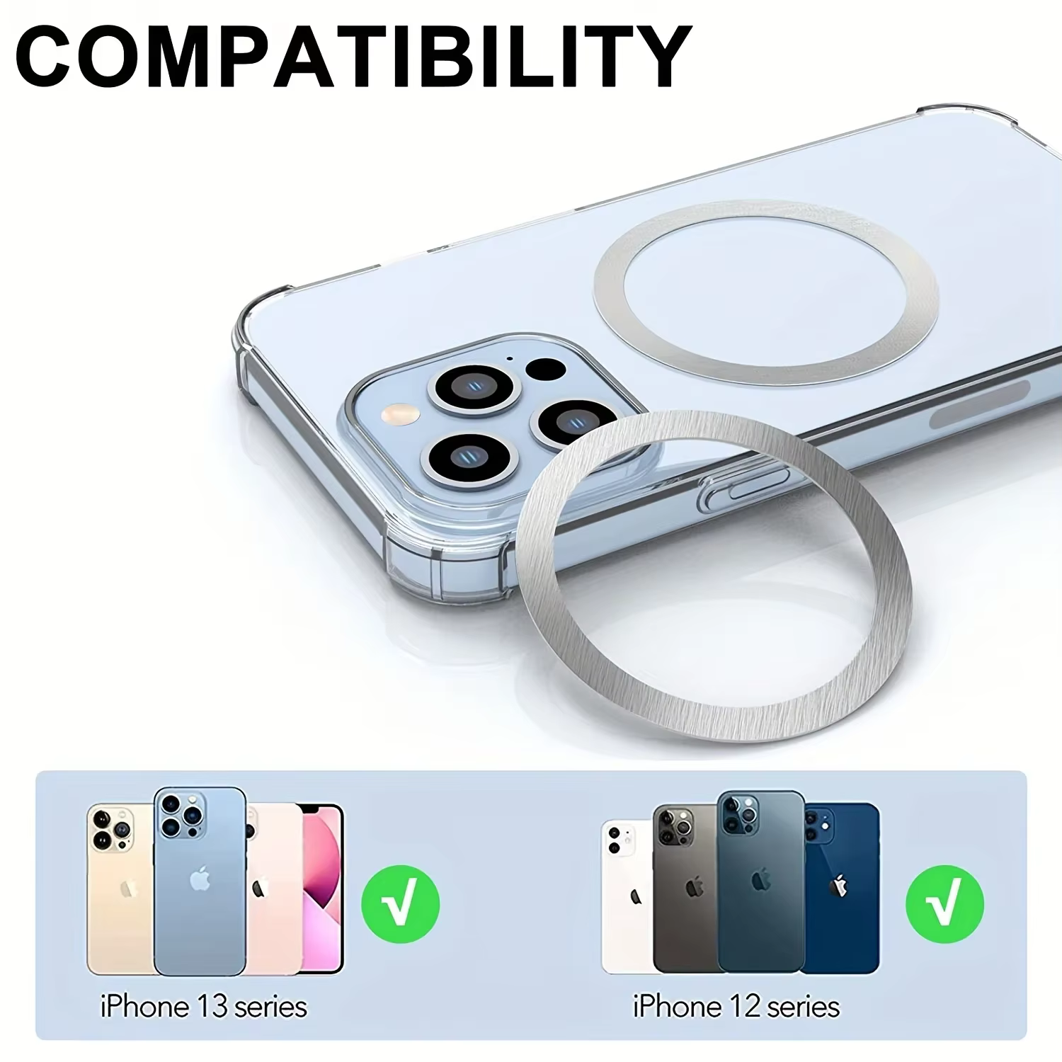 Anneau de plaque magnétique Magsafe, 10 pièces, autocollants universels, Support de chargeur sans fil, feuille de plaque métallique pour iPhone Samsung Xiaomi