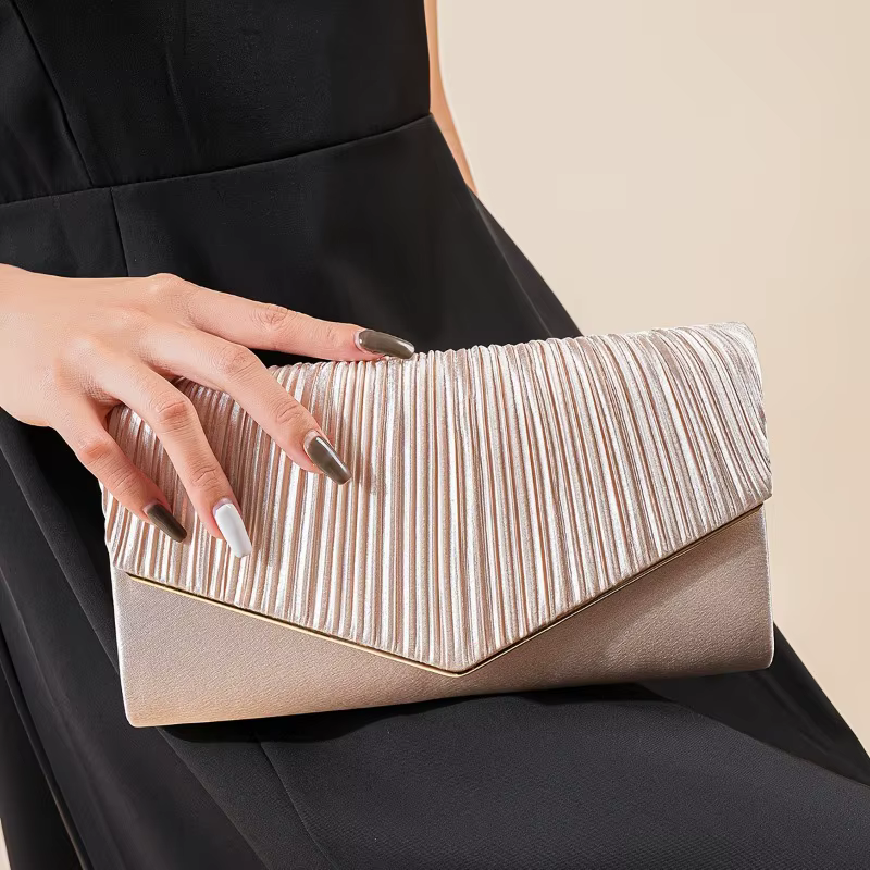 Pochette plissée champagne