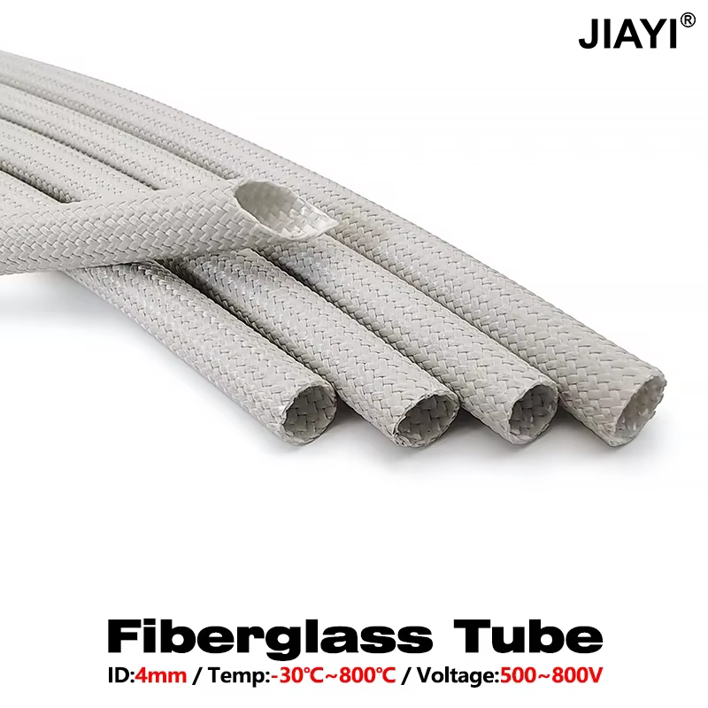 Gaine en fibre de verre haute température, 5 mètres, 800 degrés C, ID 4mm, Tube en Fiber de verre chimique, manchon tressé d'isolation gris
